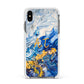 Blue And Gold Marble Apple iPhone Xs Max Impact Case White Edge on Black Phone