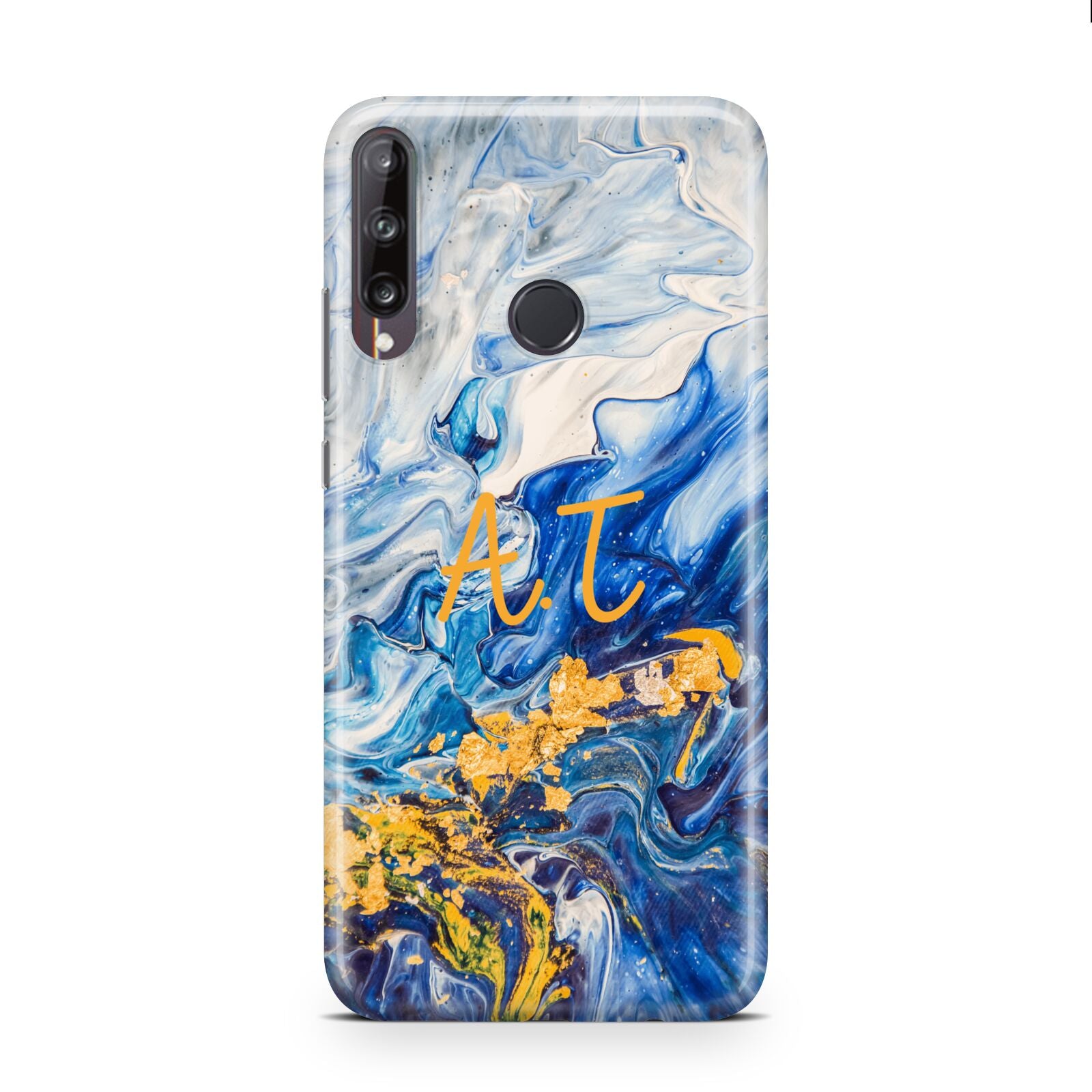 Blue And Gold Marble Huawei P40 Lite E Phone Case