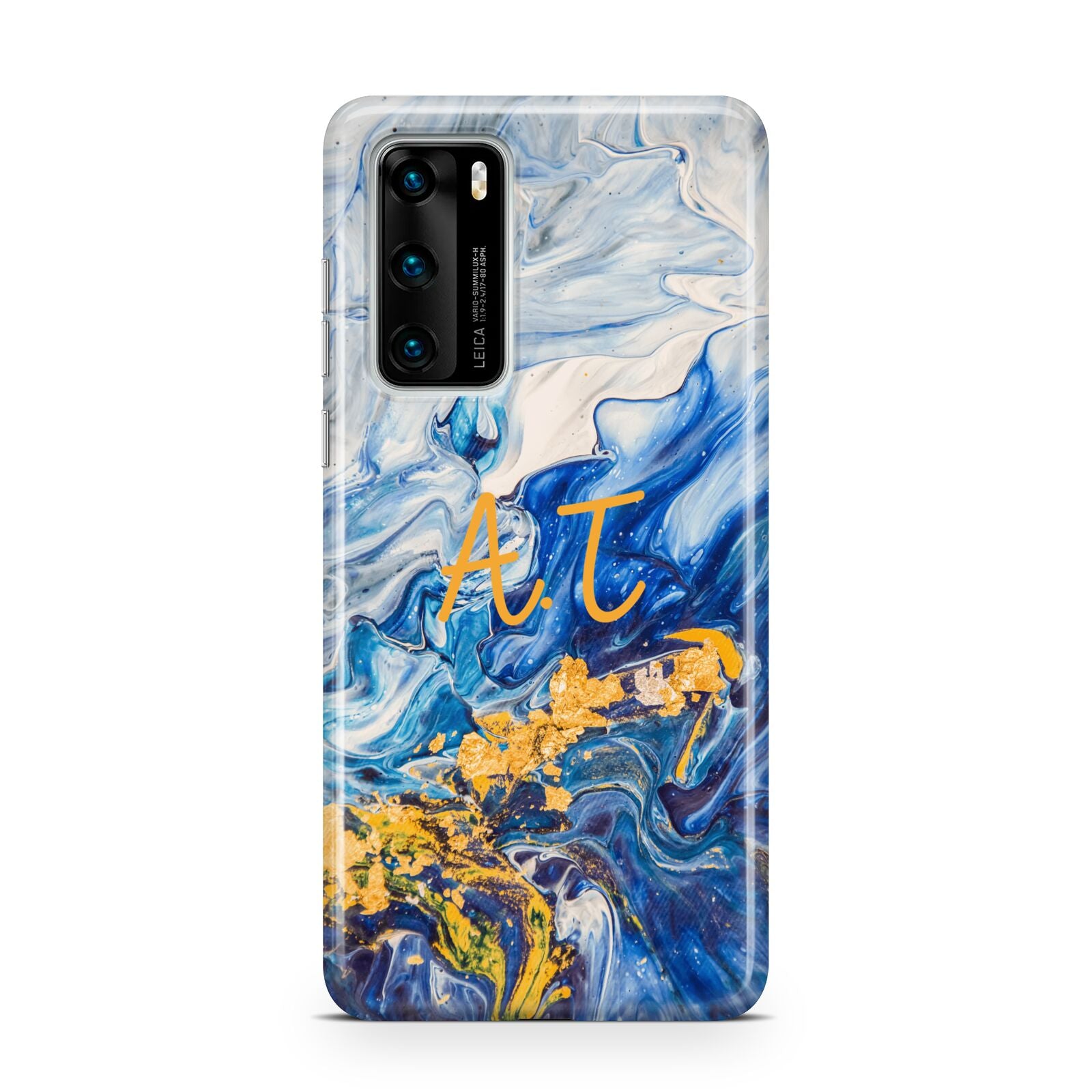 Blue And Gold Marble Huawei P40 Phone Case