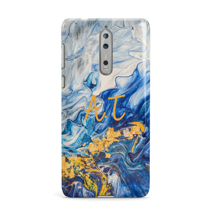 Blue And Gold Marble Nokia Case