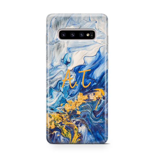 Blue And Gold Marble Protective Samsung Galaxy Case