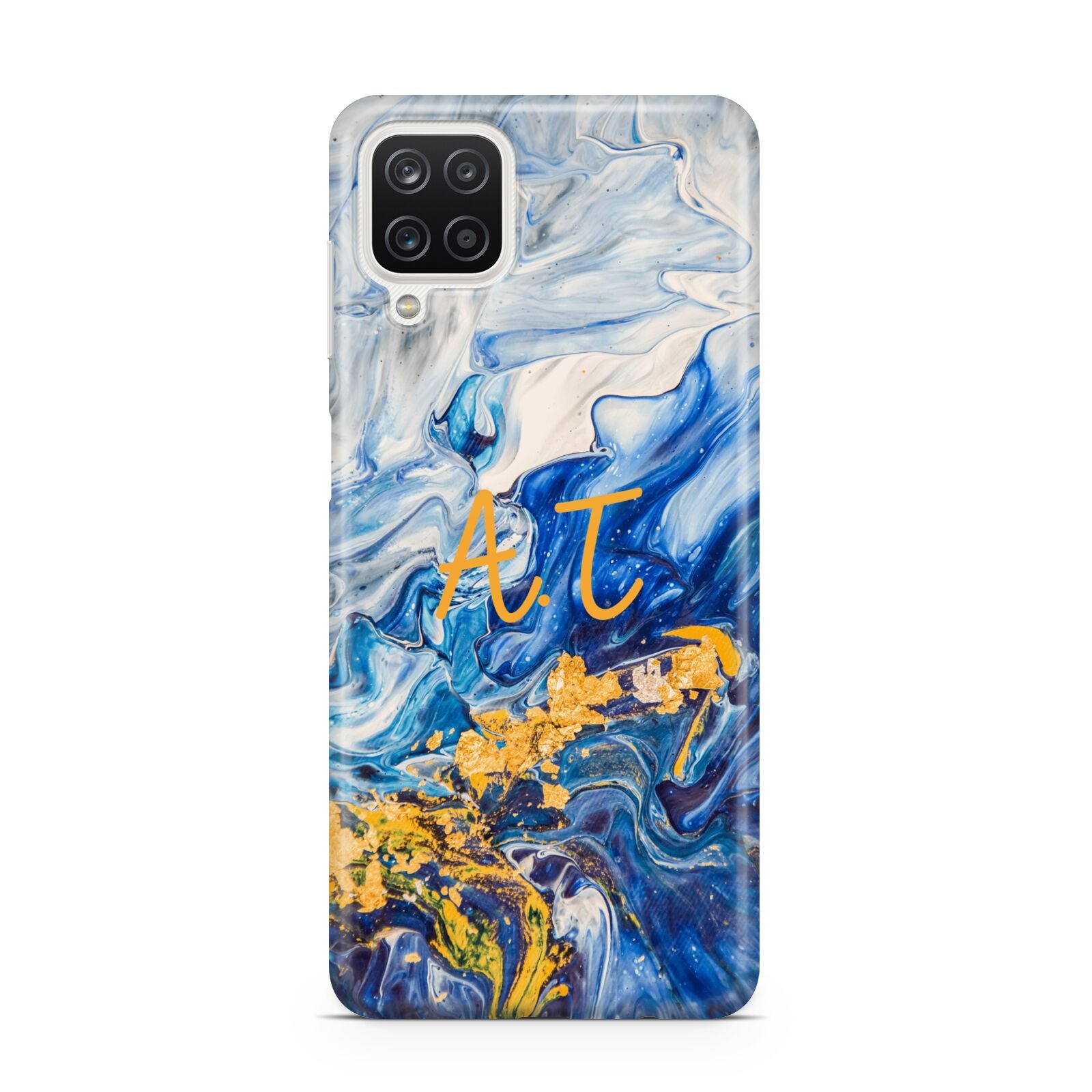 Blue And Gold Marble Samsung A12 Case