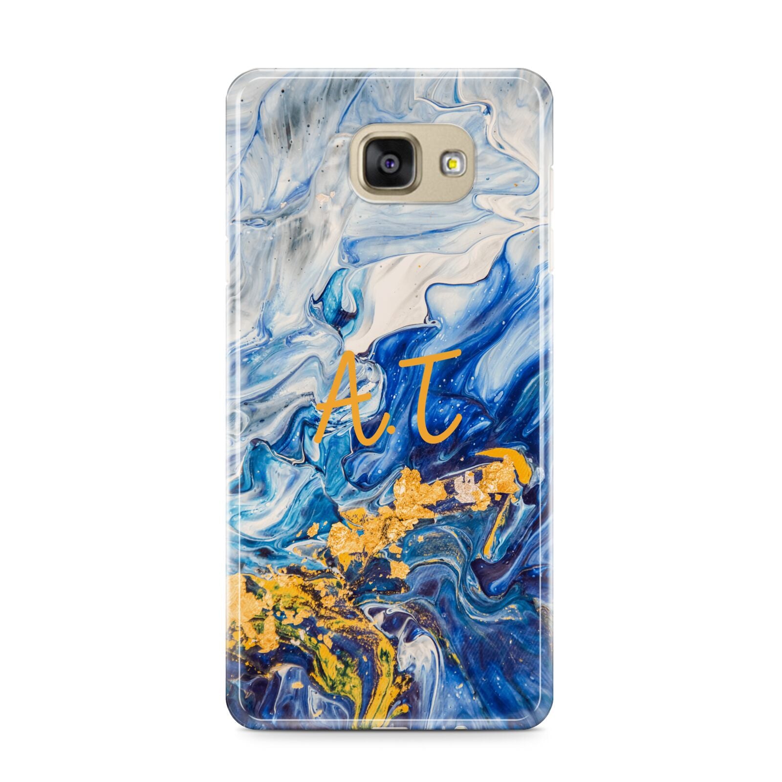 Blue And Gold Marble Samsung Galaxy A9 2016 Case on gold phone