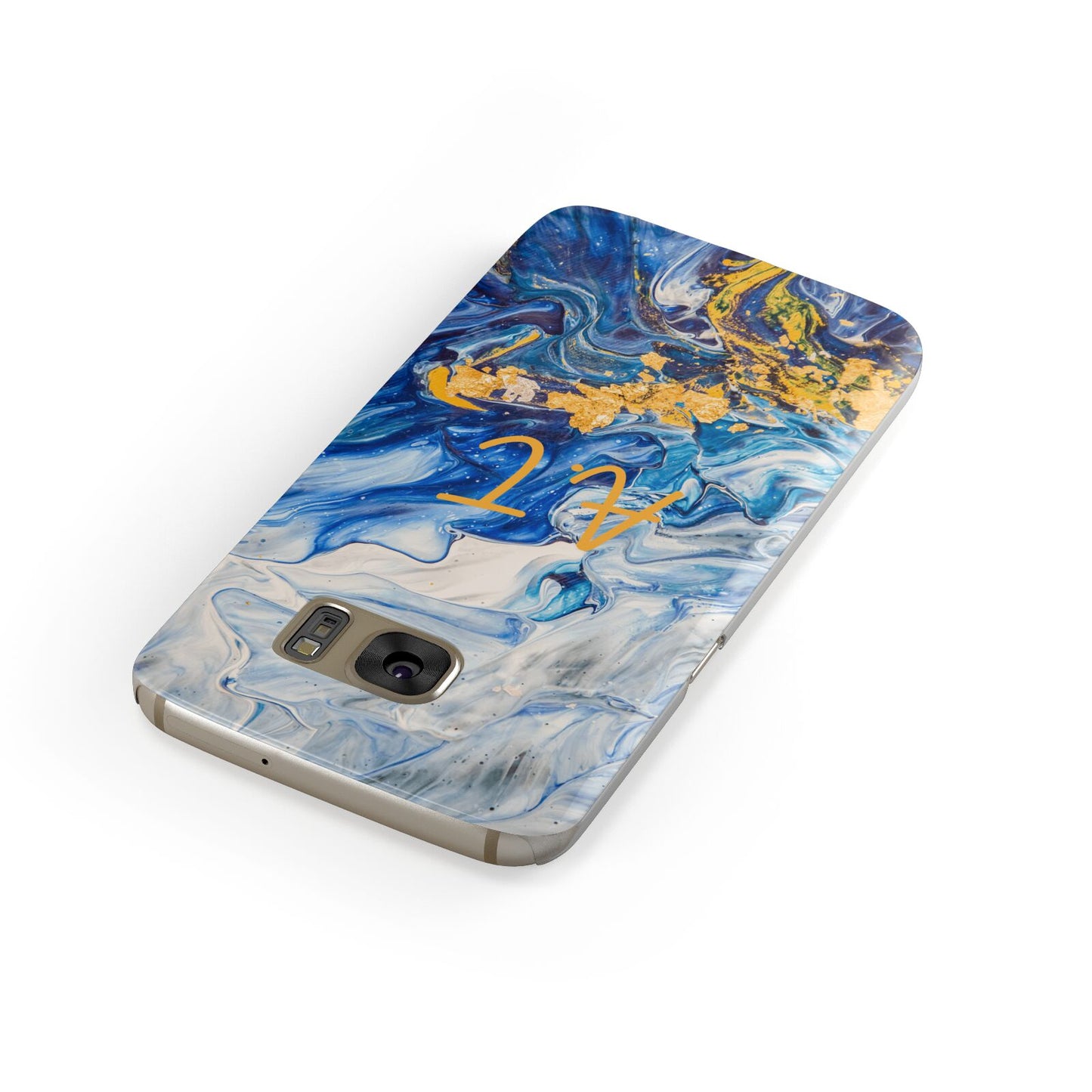 Blue And Gold Marble Samsung Galaxy Case Front Close Up