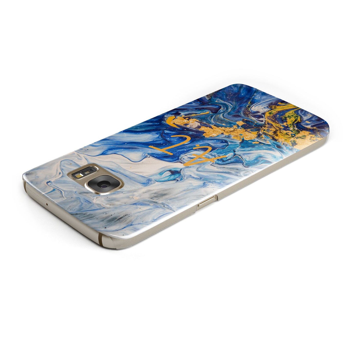 Blue And Gold Marble Samsung Galaxy Case Top Cutout