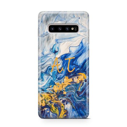 Blue And Gold Marble Samsung Galaxy S10 Case