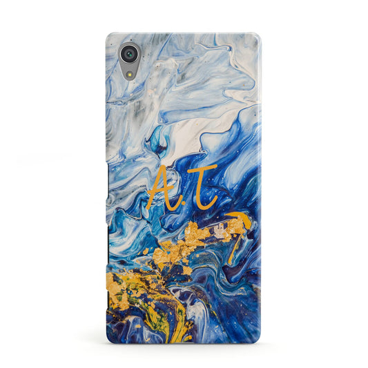 Blue And Gold Marble Sony Xperia Case