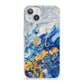 Blue And Gold Marble iPhone 13 Clear Bumper Case