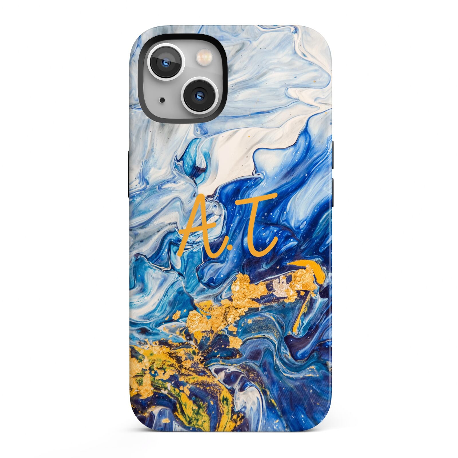Blue And Gold Marble iPhone 13 Full Wrap 3D Tough Case