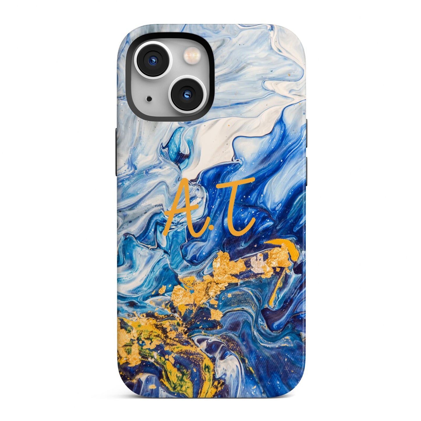 Blue And Gold Marble iPhone 13 Mini Full Wrap 3D Tough Case