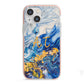 Blue And Gold Marble iPhone 13 Mini TPU Impact Case with Pink Edges