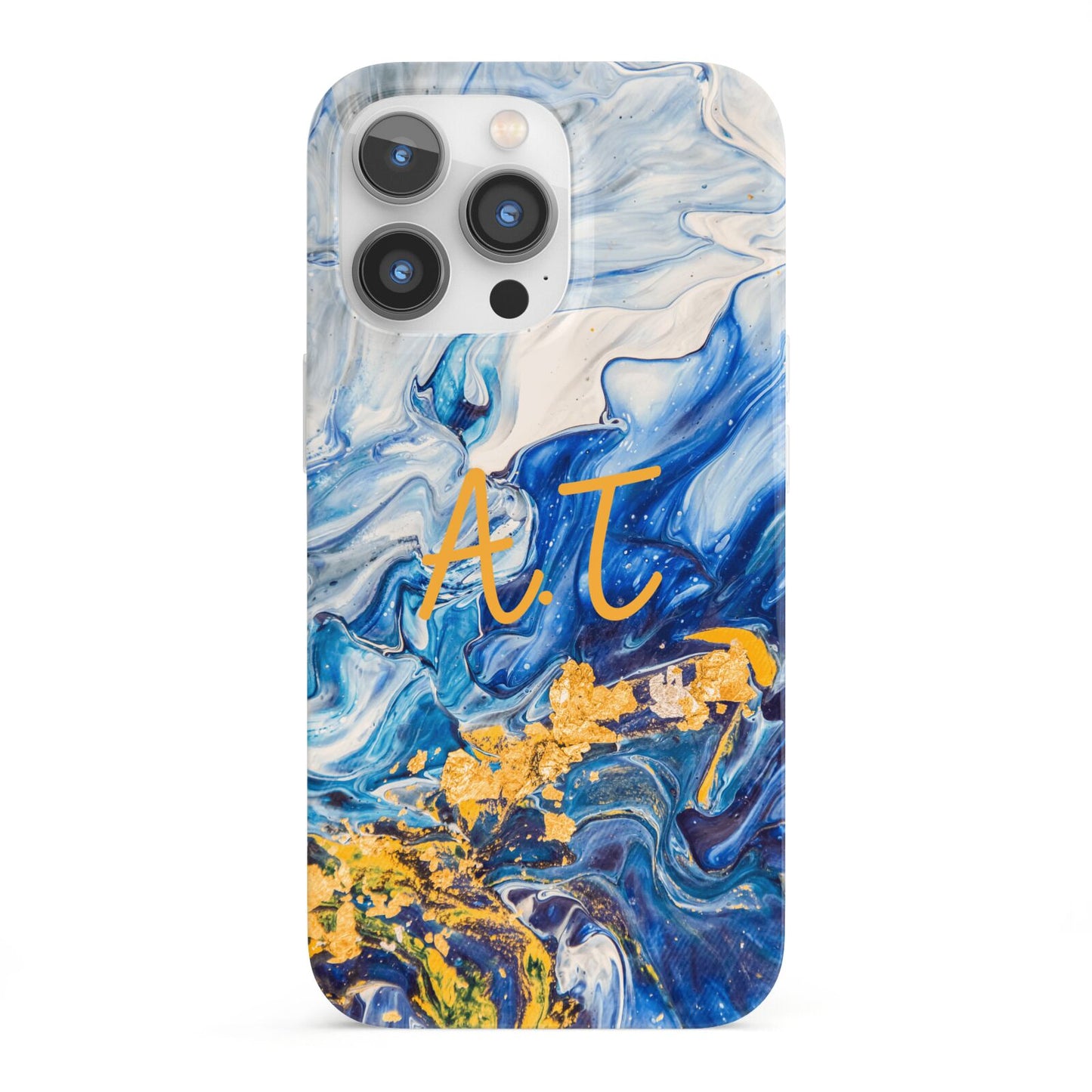 Blue And Gold Marble iPhone 13 Pro Full Wrap 3D Snap Case