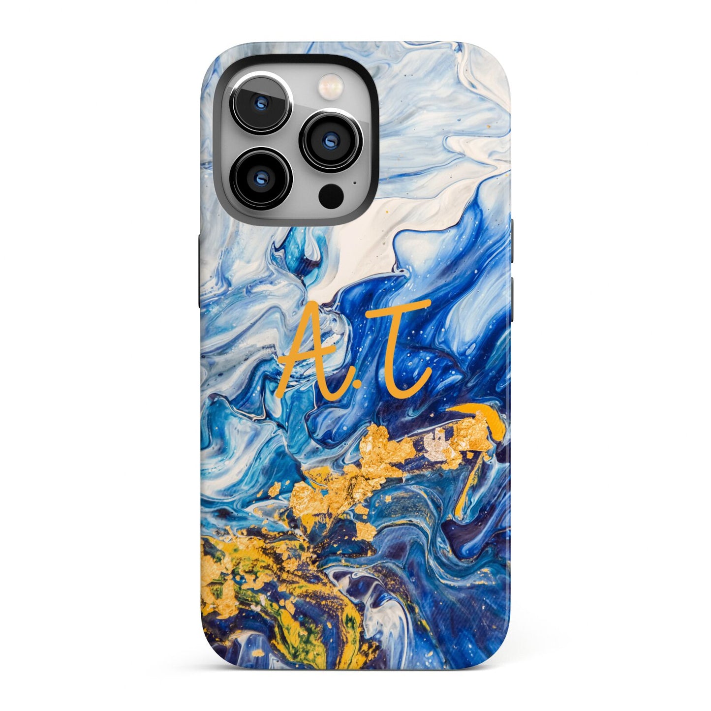 Blue And Gold Marble iPhone 13 Pro Full Wrap 3D Tough Case