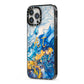 Blue And Gold Marble iPhone 13 Pro Max Black Impact Case Side Angle on Silver phone