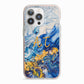 Blue And Gold Marble iPhone 13 Pro TPU Impact Case with Pink Edges