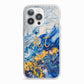Blue And Gold Marble iPhone 13 Pro TPU Impact Case with White Edges