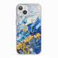 Blue And Gold Marble iPhone 13 TPU Impact Case with Pink Edges