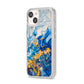 Blue And Gold Marble iPhone 14 Clear Tough Case Starlight Angled Image