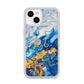 Blue And Gold Marble iPhone 14 Clear Tough Case Starlight