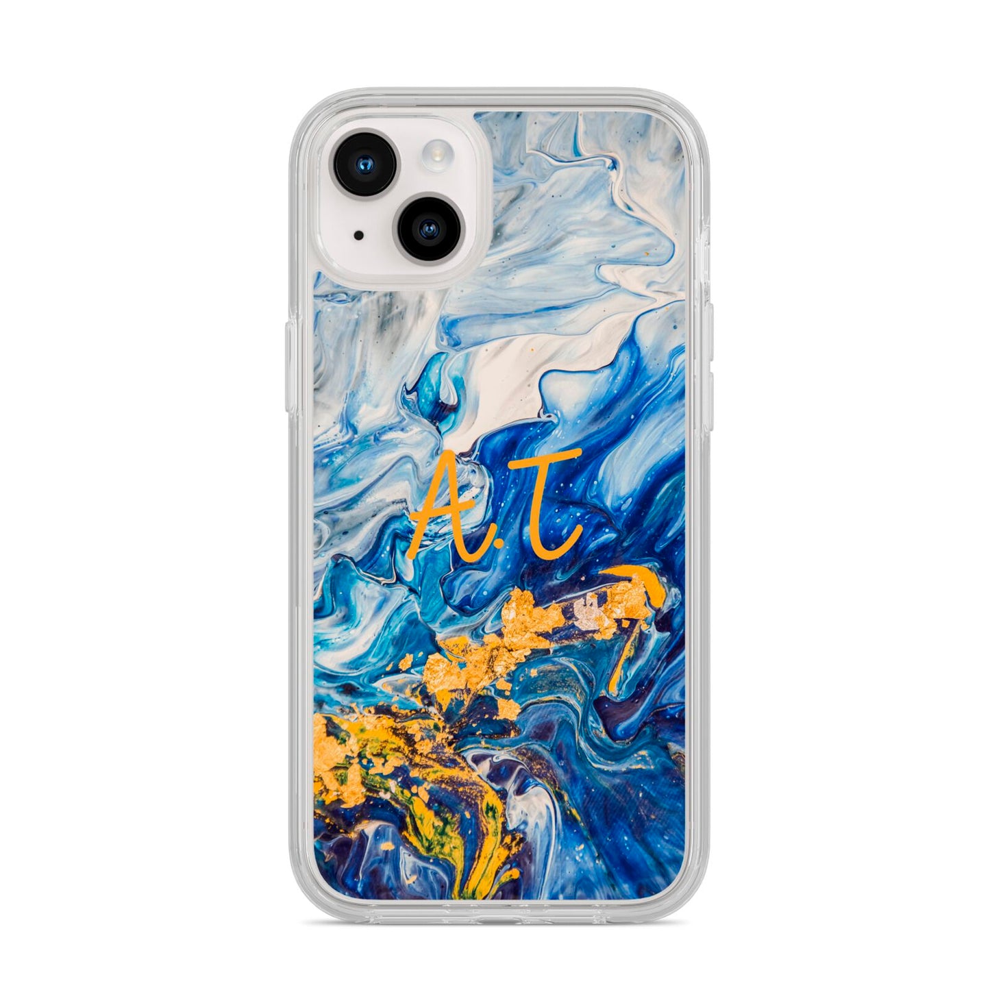 Blue And Gold Marble iPhone 14 Plus Clear Tough Case Starlight