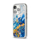 Blue And Gold Marble iPhone 14 Pro Glitter Tough Case Silver Angled Image