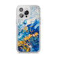 Blue And Gold Marble iPhone 14 Pro Max Clear Tough Case Silver