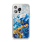 Blue And Gold Marble iPhone 14 Pro Max Glitter Tough Case Silver