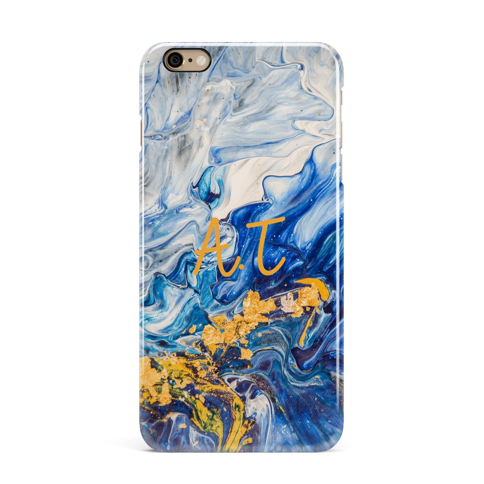 Blue And Gold Marble iPhone 6 Plus 3D Snap Case on Gold Phone