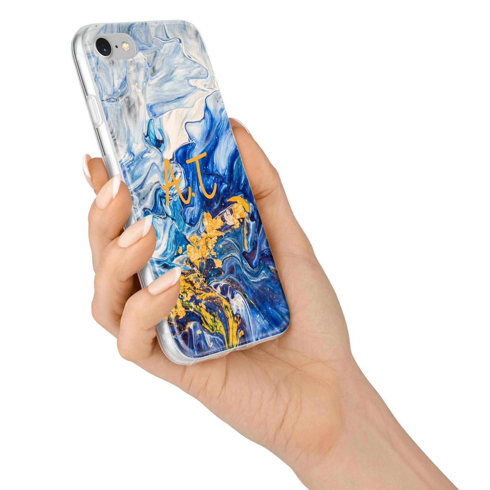 Blue And Gold Marble iPhone 7 Bumper Case on Silver iPhone Alternative Image