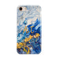 Blue And Gold Marble iPhone 8 3D Tough Case on Gold Phone
