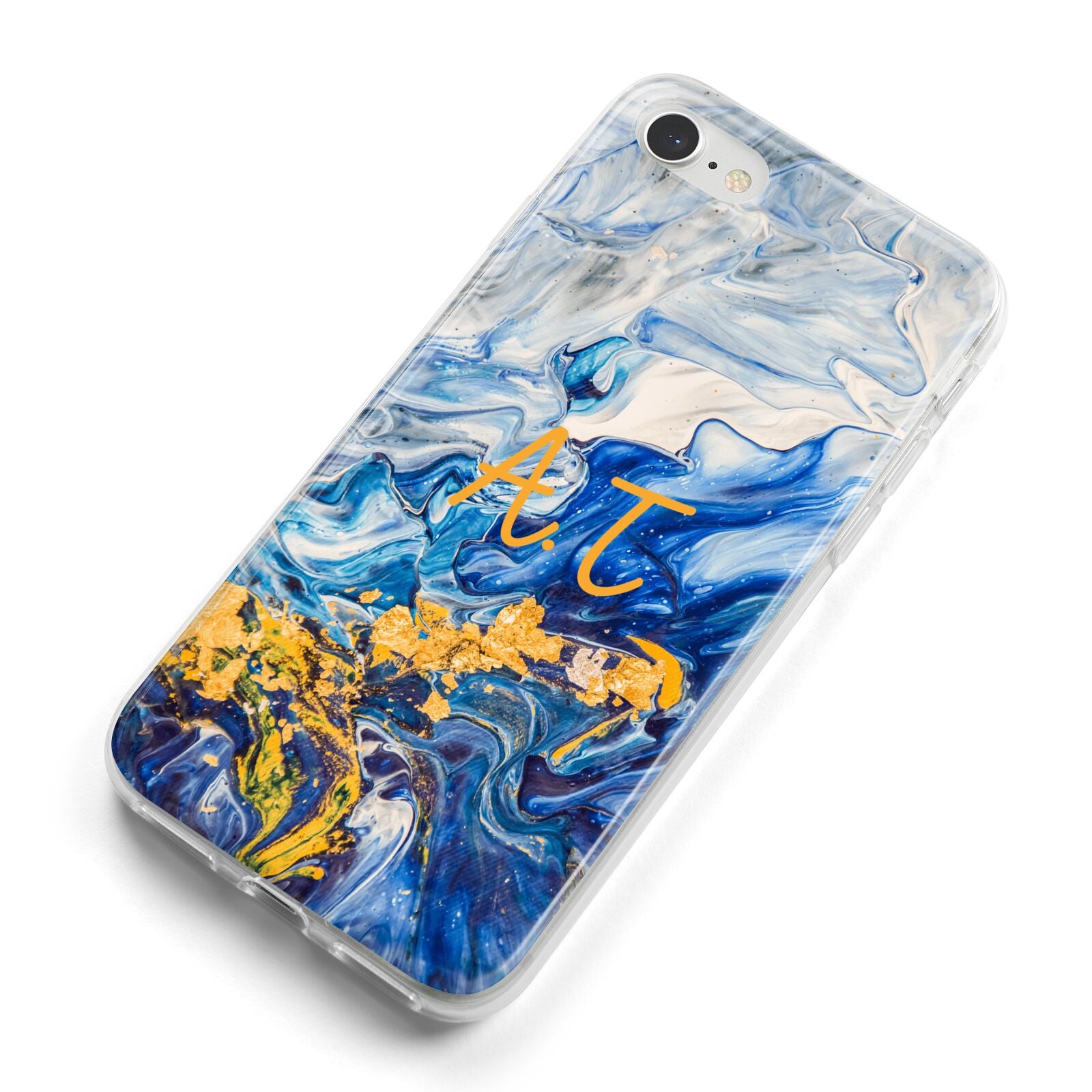 Blue And Gold Marble iPhone 8 Bumper Case on Silver iPhone Alternative Image