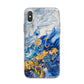 Blue And Gold Marble iPhone X Bumper Case on Silver iPhone Alternative Image 1