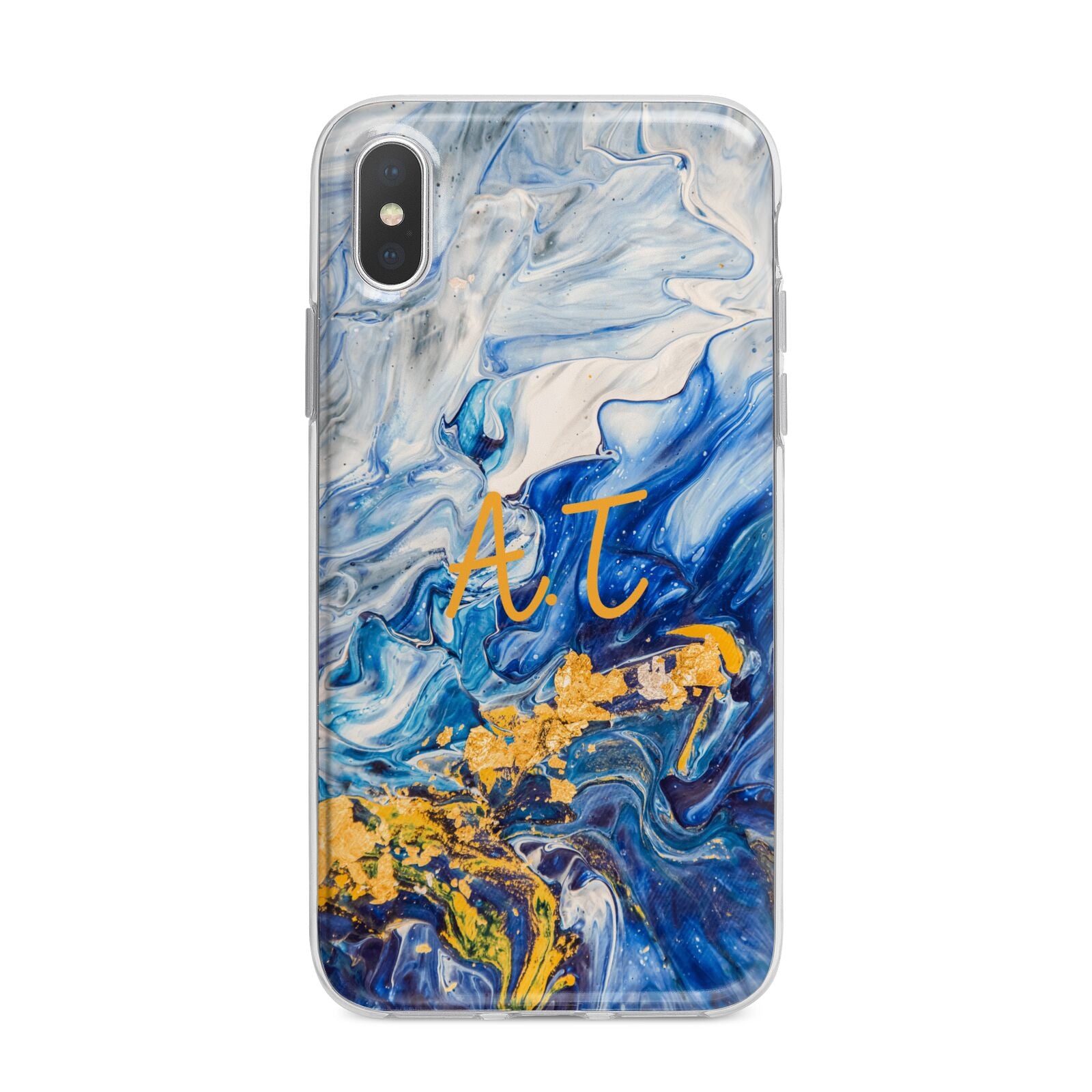 Blue And Gold Marble iPhone X Bumper Case on Silver iPhone Alternative Image 1