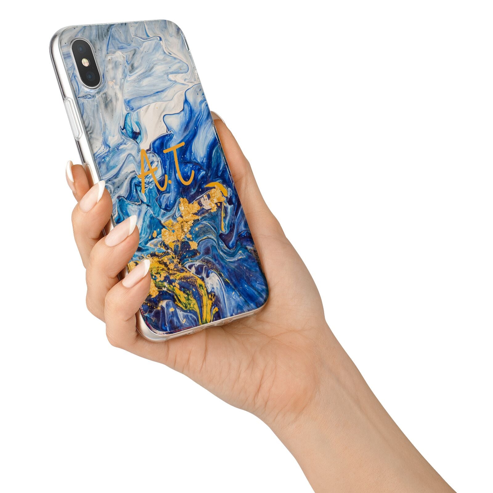 Blue And Gold Marble iPhone X Bumper Case on Silver iPhone Alternative Image 2