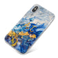 Blue And Gold Marble iPhone X Bumper Case on Silver iPhone