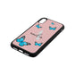 Blue Butterflies with Initial and Name Pink Pebble Leather iPhone Xr Case Side Angle