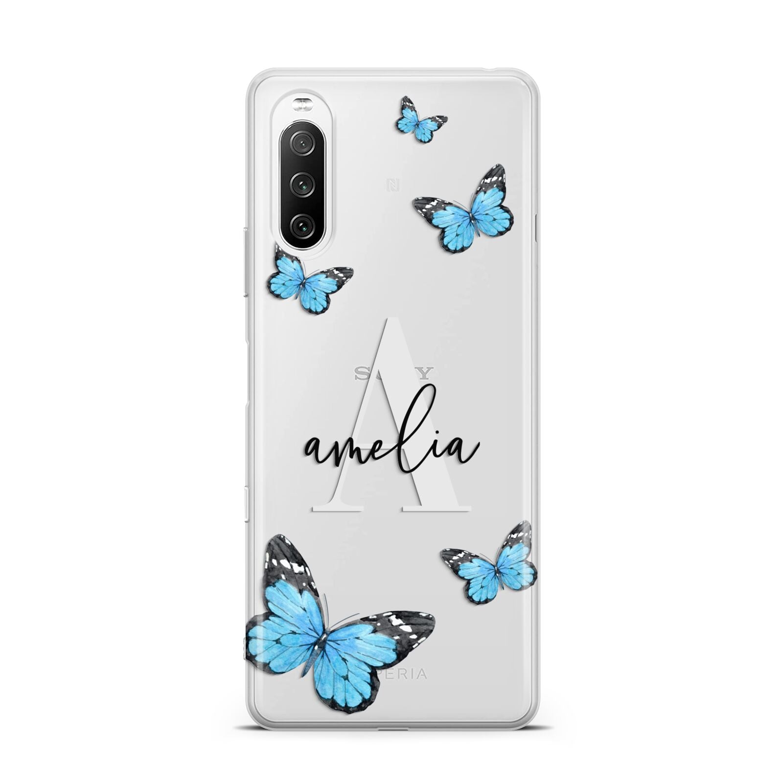 Blue Butterflies with Initial and Name Sony Xperia 10 III Case