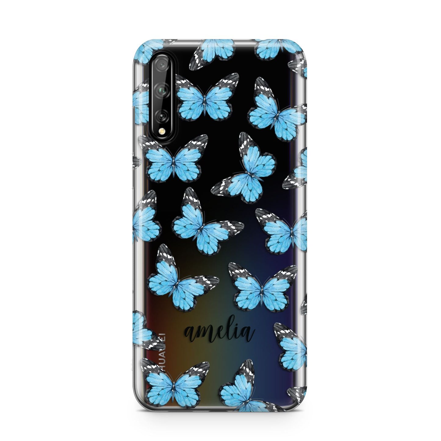 Blue Butterflies with Name Huawei Enjoy 10s Phone Case