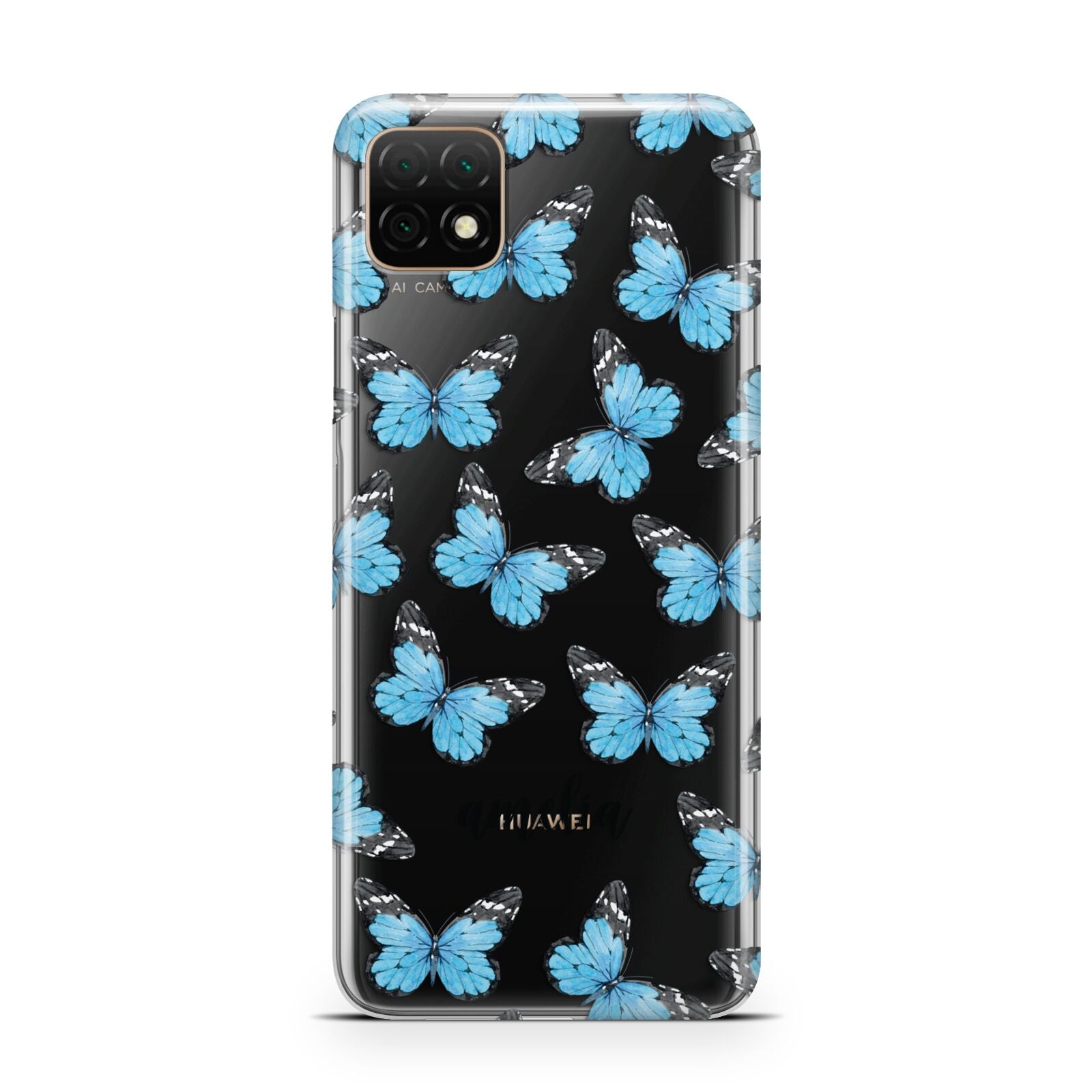 Blue Butterflies with Name Huawei Enjoy 20 Phone Case