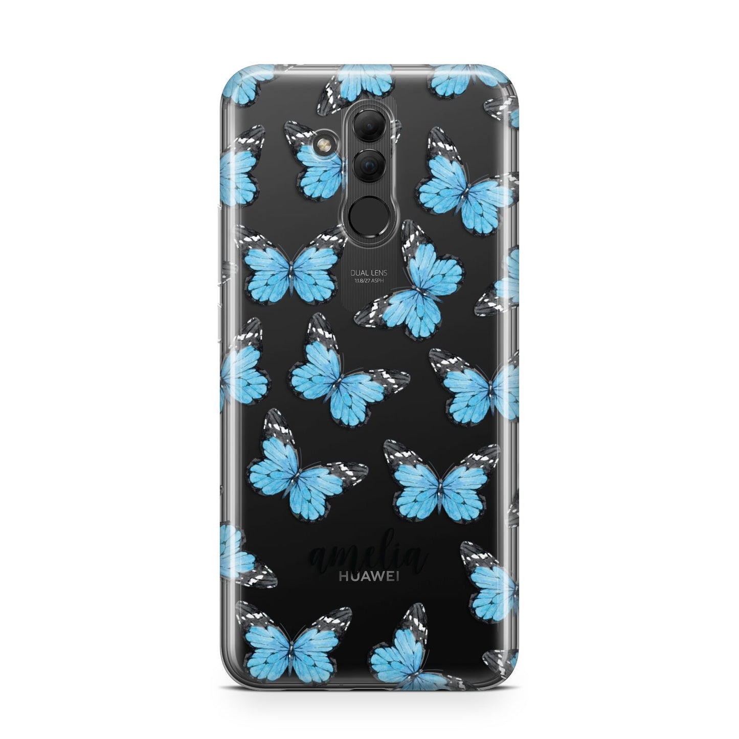 Blue Butterflies with Name Huawei Mate 20 Lite