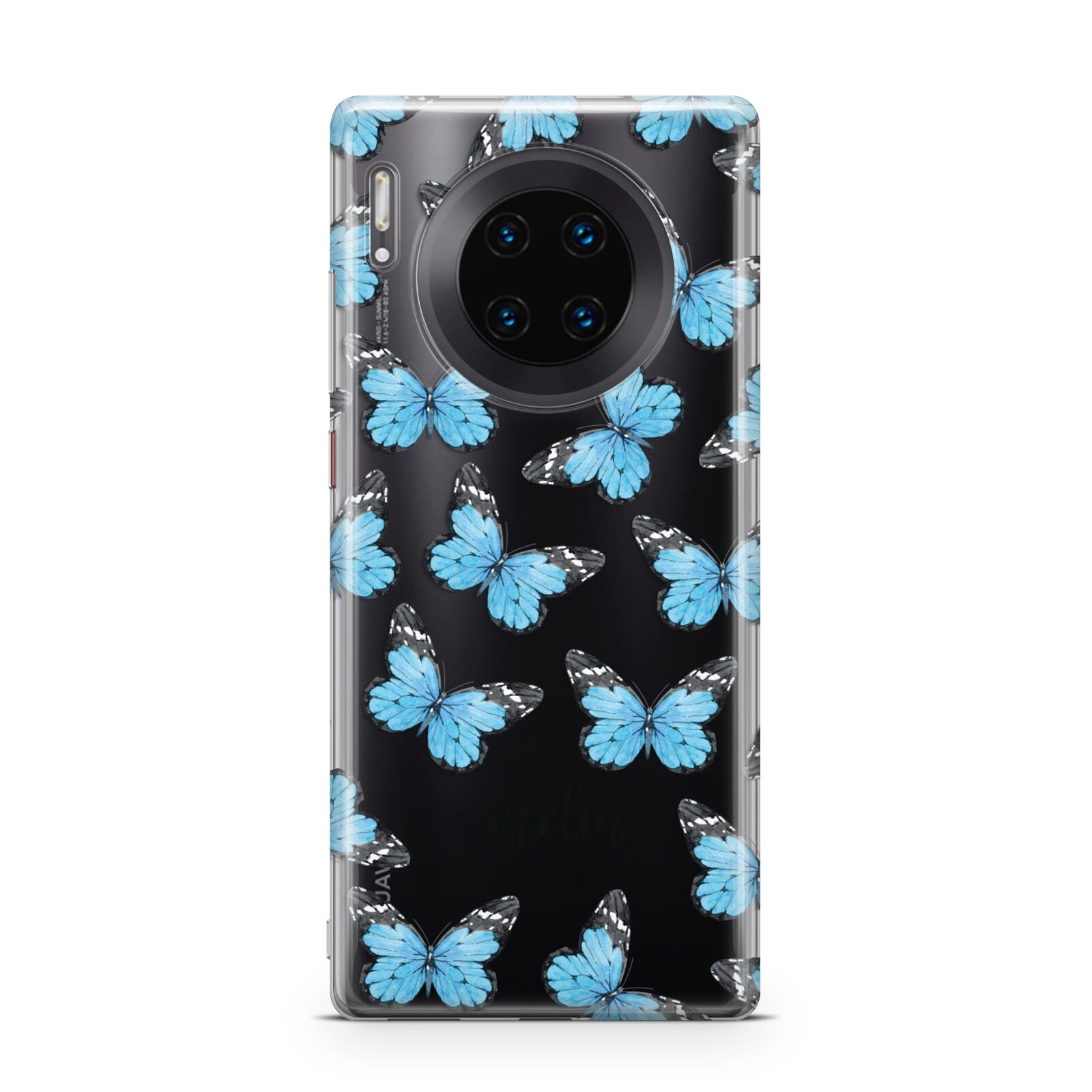 Blue Butterflies with Name Huawei Mate 30 Pro Phone Case