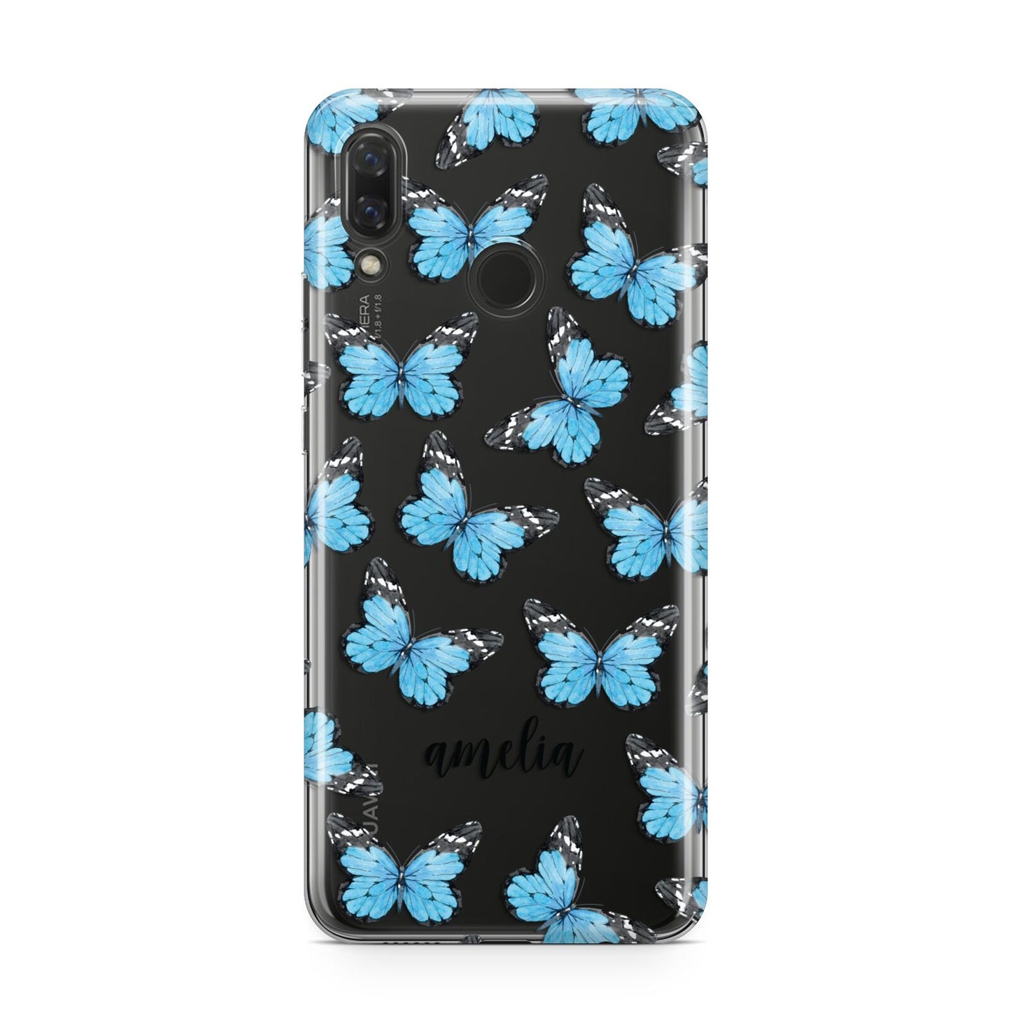 Blue Butterflies with Name Huawei Nova 3 Phone Case