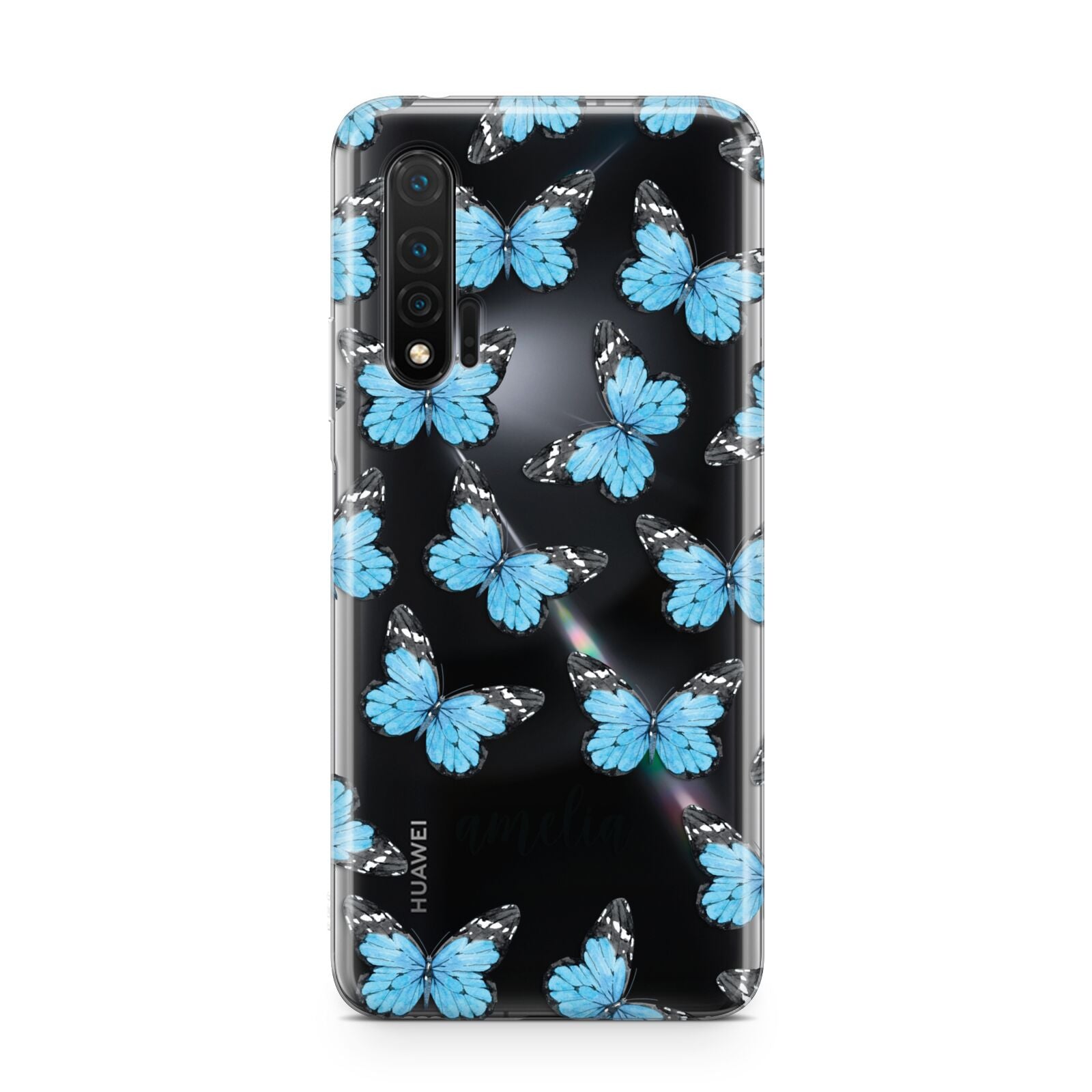 Blue Butterflies with Name Huawei Nova 6 Phone Case