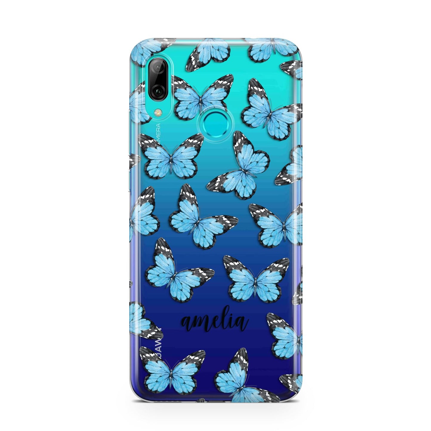 Blue Butterflies with Name Huawei P Smart 2019 Case