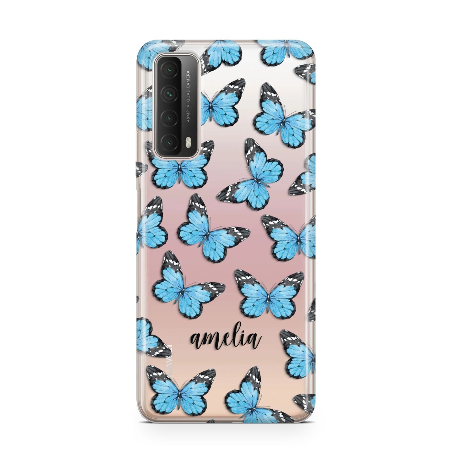 Blue Butterflies with Name Huawei P Smart 2021