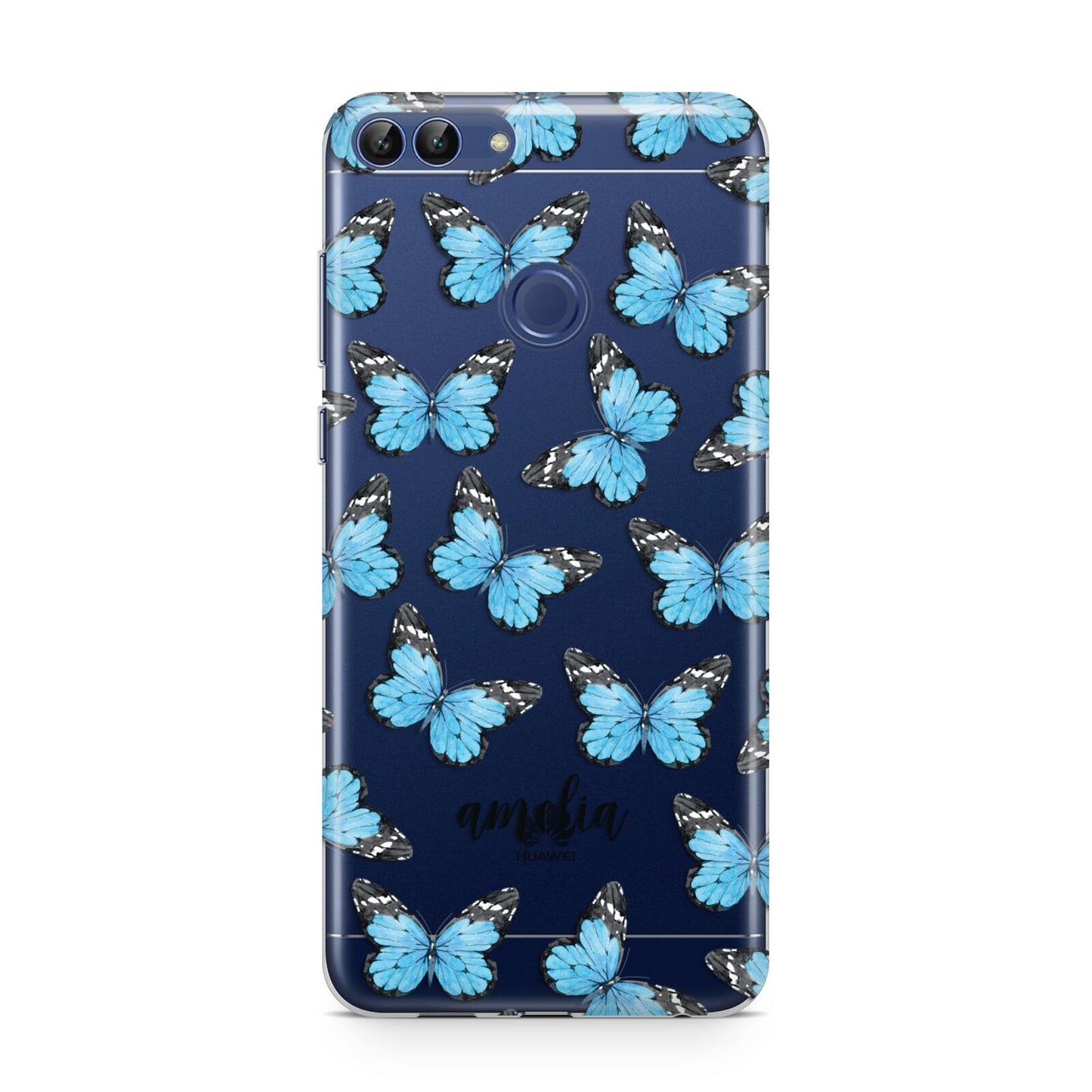 Blue Butterflies with Name Huawei P Smart Case