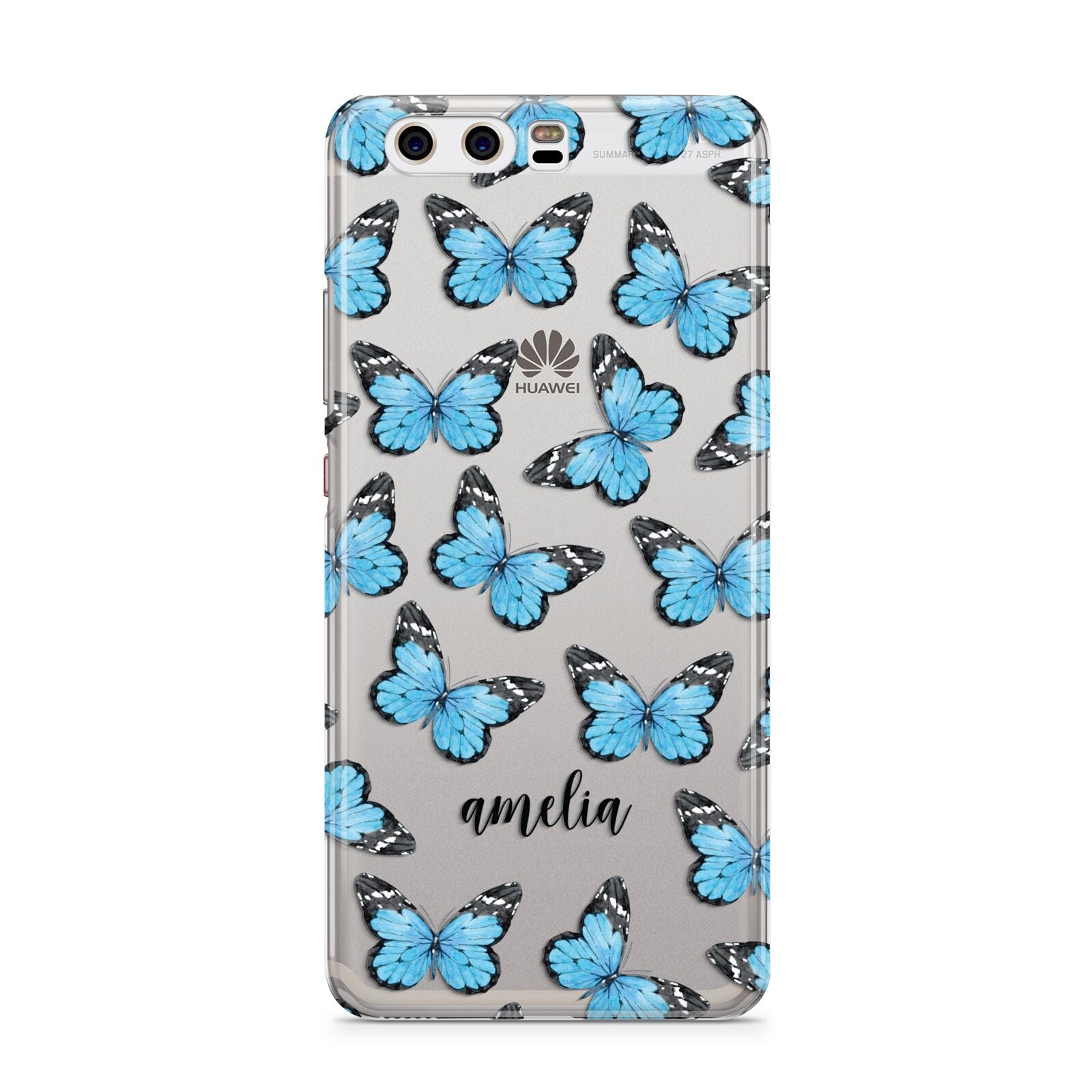 Blue Butterflies with Name Huawei P10 Phone Case