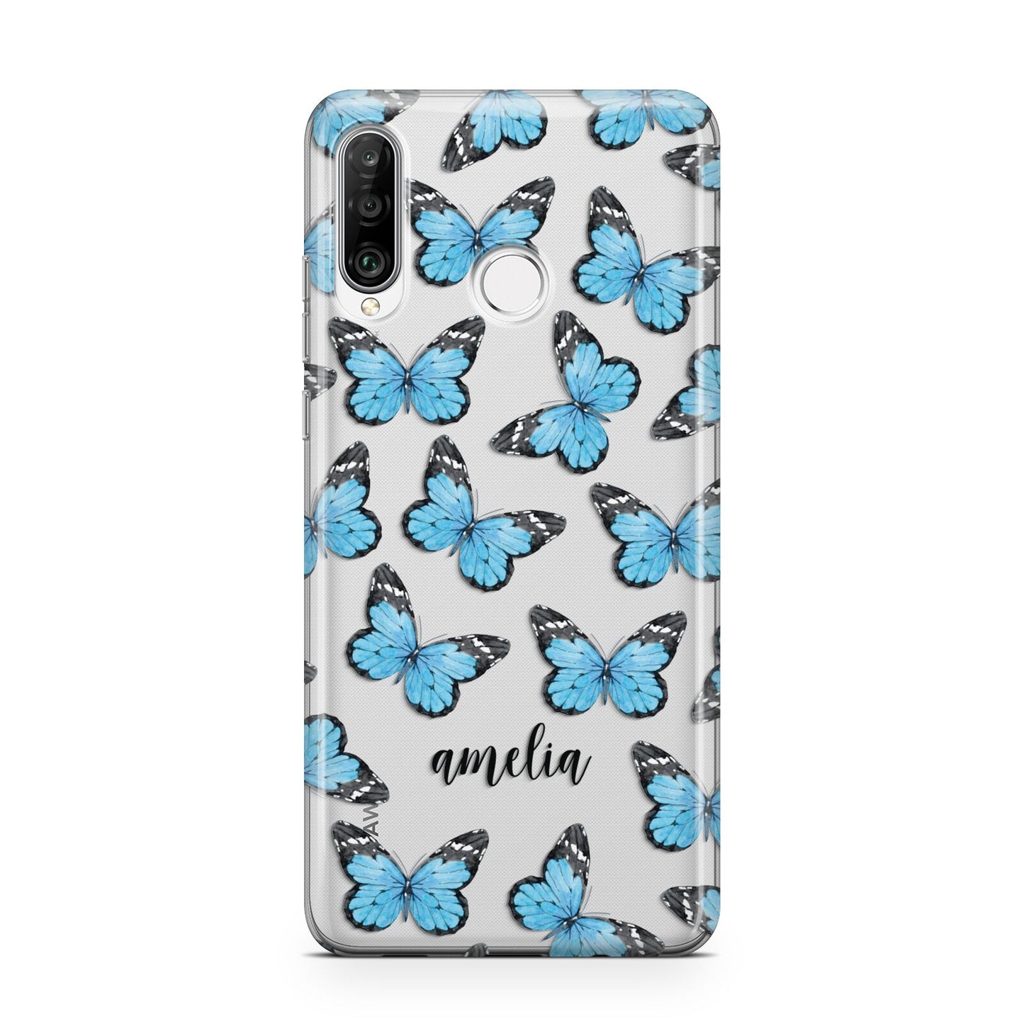 Blue Butterflies with Name Huawei P30 Lite Phone Case