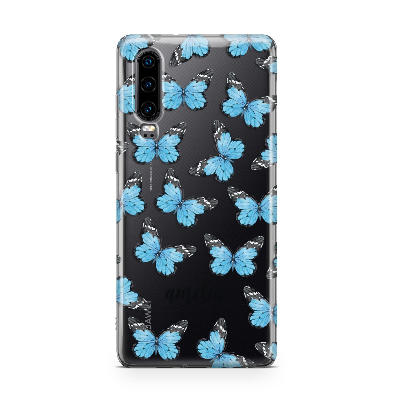 Blue Butterflies with Name Huawei P30 Phone Case