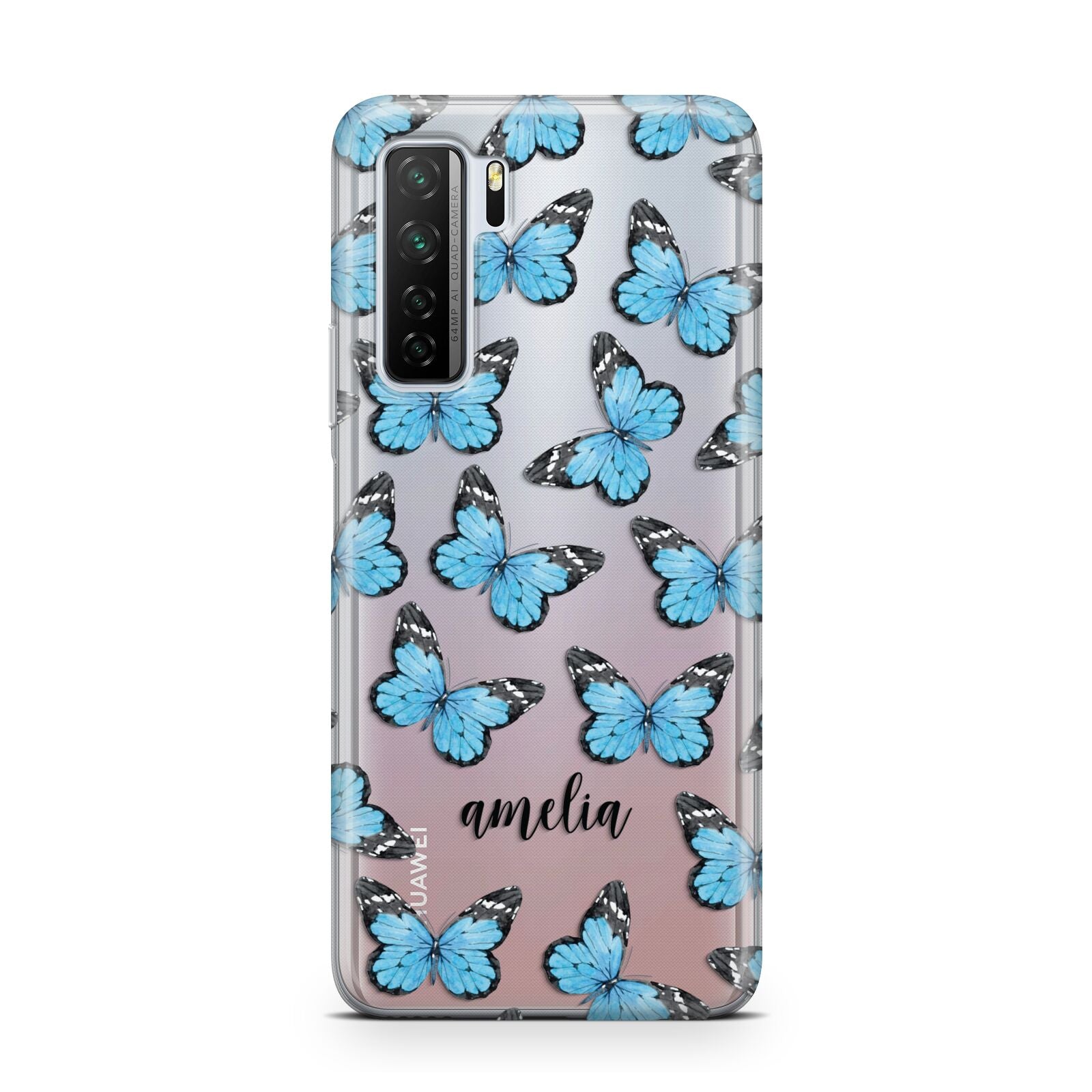 Blue Butterflies with Name Huawei P40 Lite 5G Phone Case